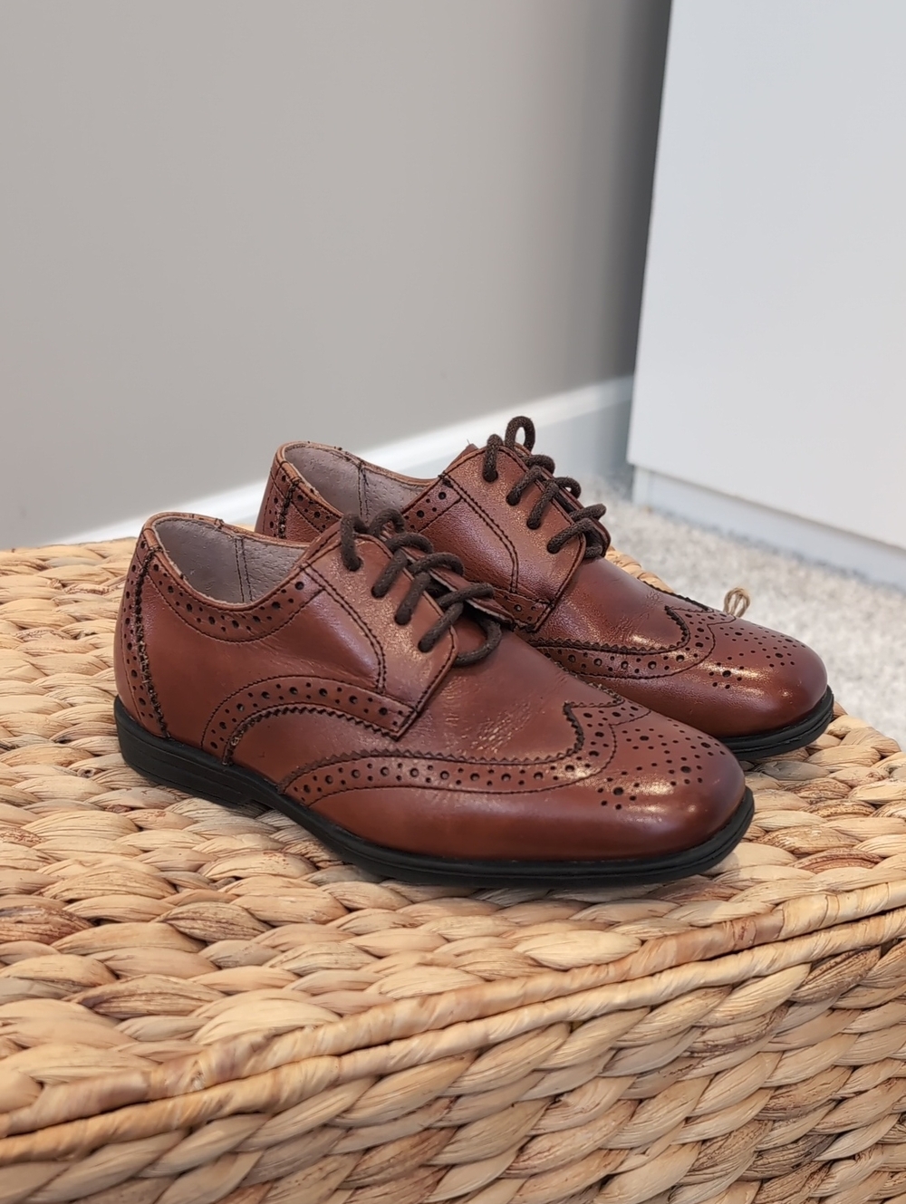 Florshein Jr. Boys Cognac Laceup Dress Shoe